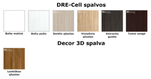 Dre vidaus durų galimos spalvos (DRE-Cell, Decor 3D) penktas variantas.