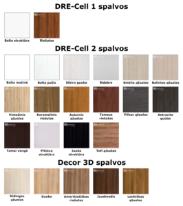 Dre vidaus durų galimos spalvos (DRE-Cell, Decor 3D) devintas variantas.