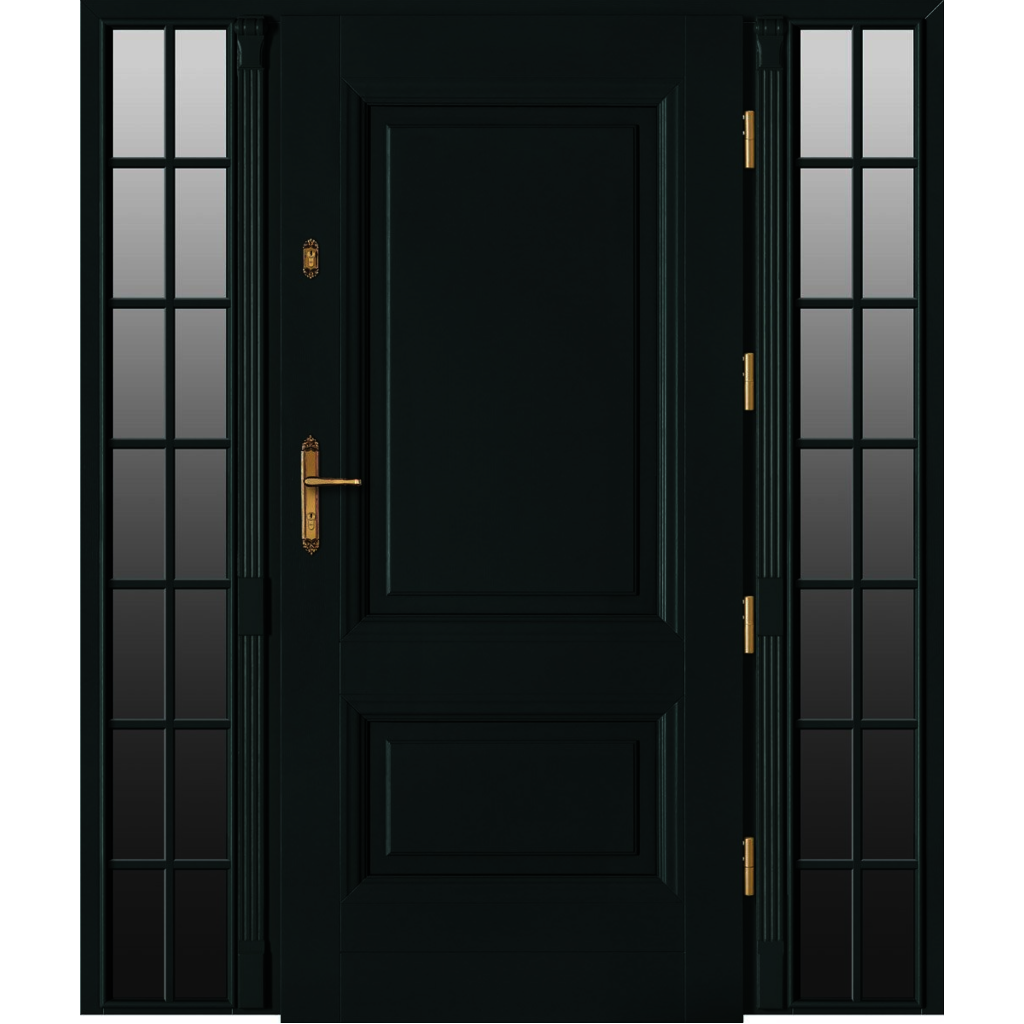 Baranski lauko durys. Modelis DB106 RAL6012. 78mm konstrukcija. Stiklo paketas refleks su suskirstymais.