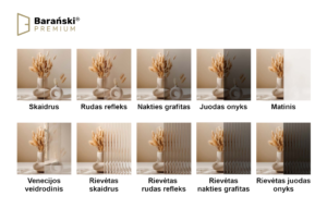 Baranski lauko durų galimi stiklai.
